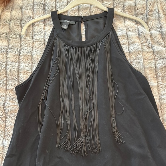 Alfani Tops - Alfani Fringe High Neckline Tank Top Black Size 8